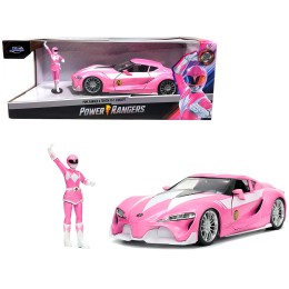 Toyota FT-1 Concept Pink Metallic and Pink Ranger Diecast Figurine 'Power Rangers' 'Hollywood Rides' Series 1/24 Diecast Model Car by Jada