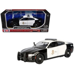 2023 Dodge Charger Pursuit Police Car 'LAPD (Los Angeles Police Department)' Black and White 'Law Enforcement and Public Service' Series 1/24 Diecast Model Car by Motormax