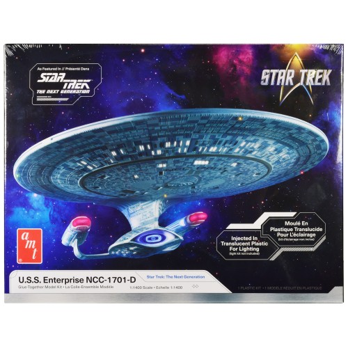 Skill 2 Model Kit U.S.S. Enterprise NCC-1701-D Space Ship 'Star Trek: The Next Generation' (1987-1994) TV Series 1/1400 Scale Model by AMT