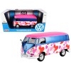 Volkswagen Type 2 (T1) Delivery Van 'Love' Pink and Blue Metallic 1/24 Diecast Model Car by Motormax