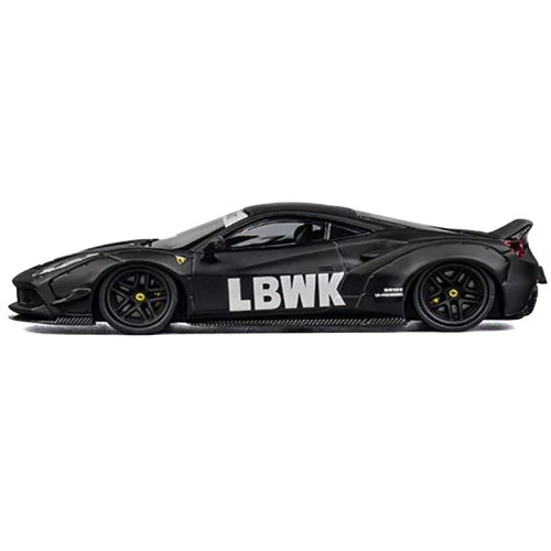 LB Works 488 'LBWK' Matt Black 1/64 Diecast Model Car by CM Model