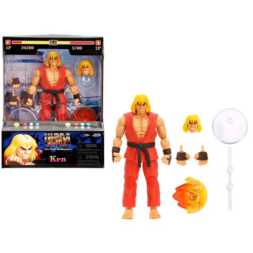 Ken 6' Moveable Figure with Accessories and Alternate Head and Hands 'Ultra Street Fighter II: The Final Challengers' (2017) Video Game Model by Jada