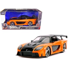 Han's Mazda RX-7 RHD (Right Hand Drive) Orange and Black 'Fast & Furious' Movie 1/24 Diecast Model Car by Jada