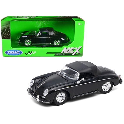 Porsche 356A Speedster Soft Top Black 'NEX Models' Series 1/24 Diecast Model Car by Welly