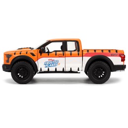 2017 Ford F-150 Raptor Pickup Truck 'Frosted Flakes' Orange with Graphics and Tony the Tiger Diecast Figure 'Hollywood Rides' Series 1/24 Diecast Model Car by Jada