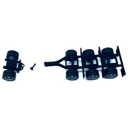 Lowboy Tri-Axle Booster with Integrated Rear Axle and Fenders (2 Sets) 1/87 (HO) Plastic Model by Promotex