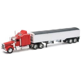 Kenworth W900 Grain Truck Red and White 'Long Haul Truckers' Series 1/32 Diecast Model by New Ray