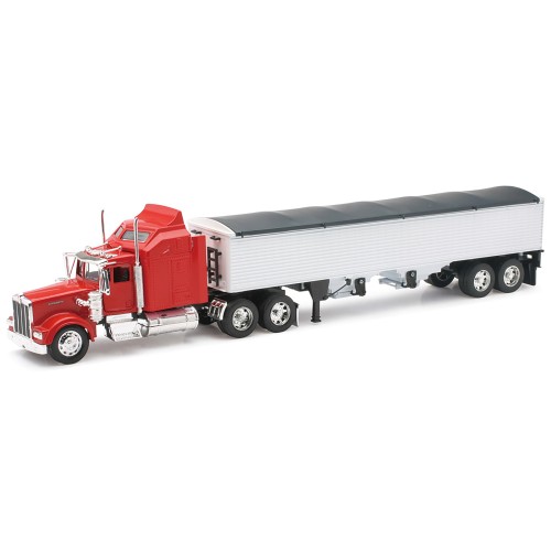 Kenworth W900 Grain Truck Red and White 'Long Haul Truckers' Series 1/32 Diecast Model by New Ray