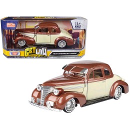 1939 Chevrolet Coupe Lowrider Beige and Brown Metallic 'Get Low' Series 1/24 Diecast Model Car by Motormax