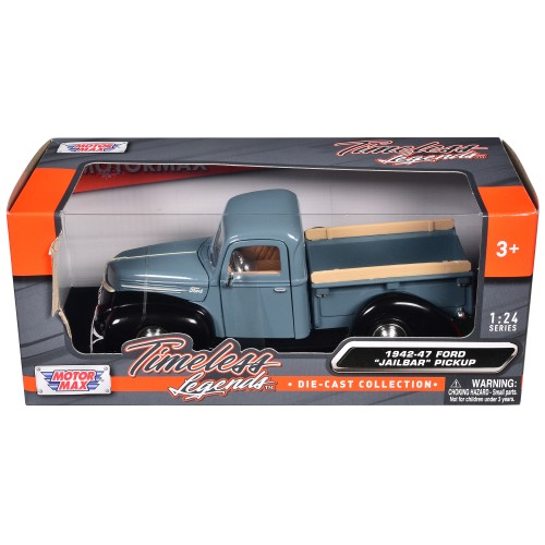 1942-47 Ford 'Jailbar' Pickup Truck Blue and Black 'Timeless Legends' Series 1/24 Diecast Model Car by Motormax