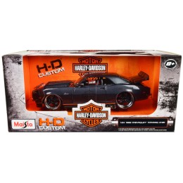 1968 Chevrolet Camaro Z/28 Dark Gray Metallic with Black and Orange Stripes 'Harley Davidson' 'H-D Custom' 1/24 Diecast Model Car by Maisto