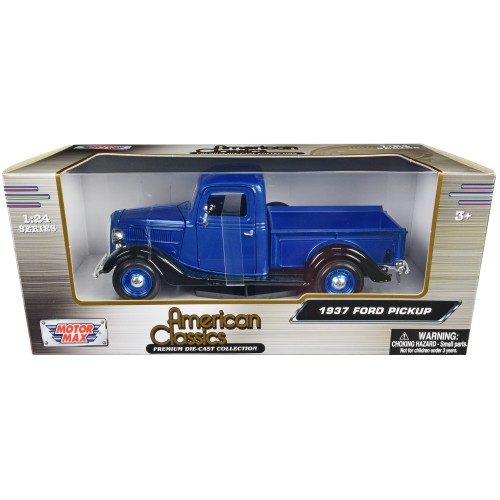 1937 Ford Pickup Truck Blue Metallic and Black 'American Classics' 1/24 Diecast Model Car by Motormax