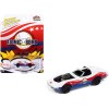 1969 Chevrolet Corvette 'Atomic Bomb' White with Red and Blue Graphics 'Stuntman Mike's Ride Along Racing' 'Pop Culture' 2025 Release 1 1/64 Diecast Model Car by Johnny Lightning