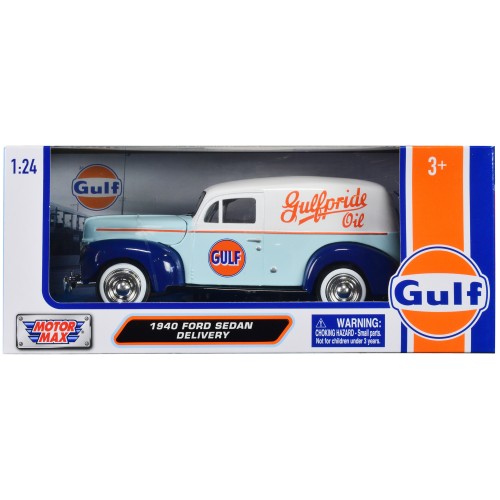 1940 Ford Sedan Delivery Light Blue and White 'Gulf Oil-Gulfpride' 'Gulf Die-Cast Collection' 1/24 Diecast Model Car by Motormax