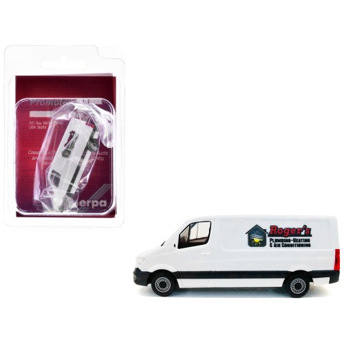 Mercedes-Benz Sprinter Van White 'Roger's Plumbing-Heating & Air Conditioning' 1/87 (HO) Plastic Model Car by Promotex
