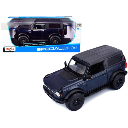 2021 Ford Bronco Wildtrak Dark Blue Metallic with Dark Gray Top 'Special Edition' 1/18 Diecast Model Car by Maisto
