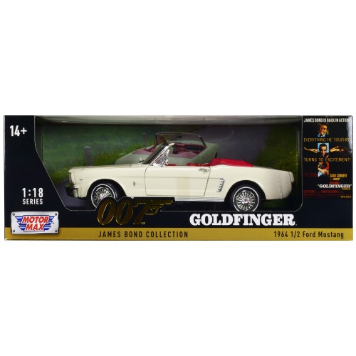 1964 1/2 Ford Mustang Convertible White with Red Interior James Bond 007 'Goldfinger' (1964) Movie 'James Bond Collection' Series 1/18 Diecast Model Car by Motormax