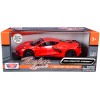 2020 Chevrolet Corvette C8 Stingray Red with Silver Racing Stripes 'Timeless Legends' 1/24 Diecast Model Car by Motormax