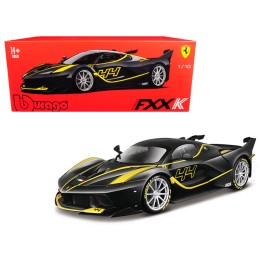Ferrari FXX-K #44 Black with Yellow Stripes 'Signature Series' 1/18 Diecast Model Car by Bburago