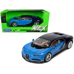 Bugatti Chiron Blue and Dark Blue Two-Tone 'NEX Models' Series 1/24 Diecast Model Car by Welly