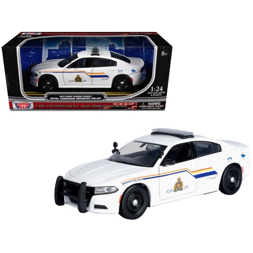 2023 Dodge Charger Pursuit Police Car 'RCMP (Royal Canadian Mounted Police)' White 'Law Enforcement and Public Service' Series 1/24 Diecast Model Car by Motormax