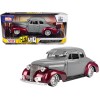 1939 Chevrolet Coupe Lowrider Gray and Red Metallic 'Get Low' Series 1/24 Diecast Model Car by Motormax