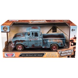 1955 GMC Blue Chip Pickup Truck Matt Blue (Rusted) 'Weathered Treasures' Series 1/24 Diecast Model Car by Motormax