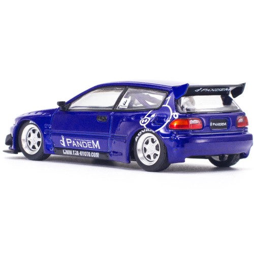 Pandem Civic EG6 RHD (Right Hand Drive) Blue Metallic 'Enigma Exclusive Edition' 1/64 Diecast Model Car by Pop Race