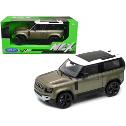 2020 Land Rover Defender Green Metallic with White Top 'NEX Models' 1/26 Diecast Model Car by Welly