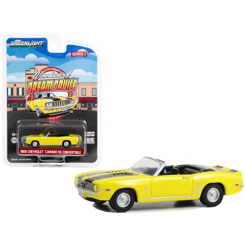 1969 Chevrolet Camaro SS Convertible Yellow with Black Stripes '17th Annual Woodward Dream Cruise Featured Heritage Vehicle' (2011) 'Woodward Dream Cruise' Series 1 1/64 Diecast Model Car by Greenlight