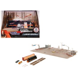 'Fast & Furious' Final Race Diorama with Toyota Supra Orange and Dodge Charger Black 'Nano Scene' Series model by Jada