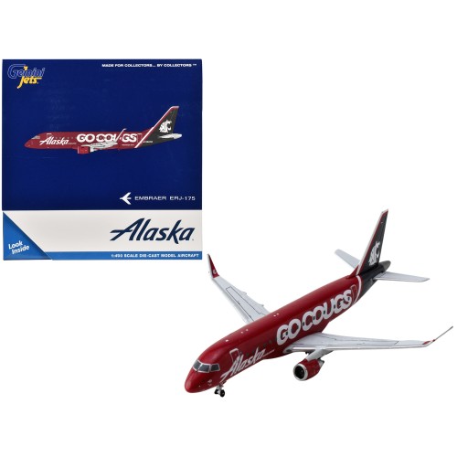 Embraer ERJ-175 Commercial Aircraft 'Alaska Airlines/Horizon - Washington State Cougars' (N661QX) Red with Gray Tail 1/400 Diecast Model Airplane by GeminiJets