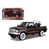 1999 Ford F-350 Super Duty Pickup Black with Flames 1/27 & 2002 Harley Davidson FLSTB Motorcycle Night Train 1/24 Diecast Models by Maisto