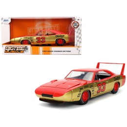 1969 Dodge Charger Daytona #33 Red and Gold Metallic with Graphics 'Bigtime Muscle' Series 1/24 Diecast Model Car by Jada