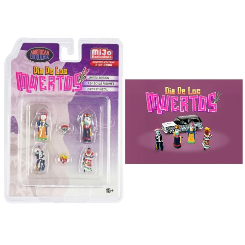 'Dia de los Muertos 2' 6 piece Diecast Set (4 Figures 2 Masks) Limited Edition to 3600 pieces Worldwide for 1/64 Scale Models by American Diorama