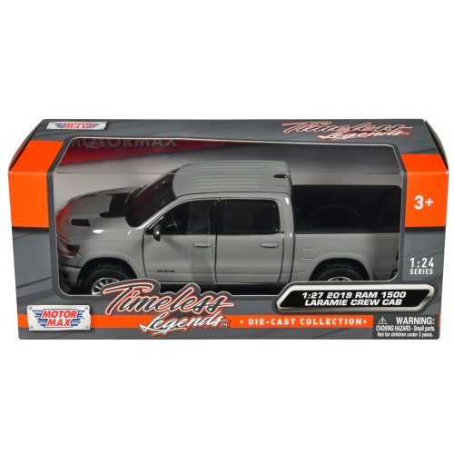 2019 RAM 1500 Laramie Crew Cab Pickup Truck Gray 'Timeless Legends' Series 1/27 Diecast Model Car by Motormax