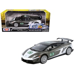 Lamborghini Gallardo LP 560-4 Super Trofeo #63 Gray Metallic and White 'GT Racing' Series 1/24 Diecast Model Car by Motormax