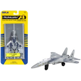McDonnell Douglas F-15 Eagle Fighter Aircraft Gray Camouflage 'United States Air Force' with Runway Section Diecast Model Airplane by Runway24