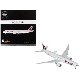 Boeing 777F Commercial Aircraft 'Qatar Cargo' (A7-BFT) Gray with Tail Graphics 'Gemini 200 - Interactive' Series 1/200 Diecast Model Airplane by GeminiJets
