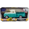 1957 Chevrolet 3100 Stepside Pickup Truck Lowrider Turquoise Metallic and White with White Interior 'Get Low' Series 1/24 Diecast Model Car by Motormax