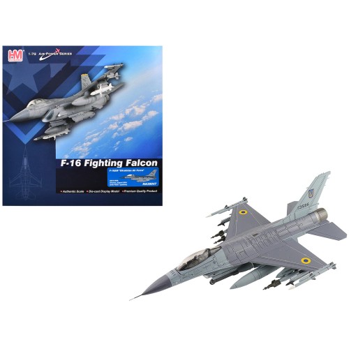 Lockheed F-16AM Fighting Falcon Fighter Aircraft 'UA24-3596 Pylon Integrated Dispenser System Plus' (2024) Ukrainian Air Force 'Air Power Series' 1/72 Diecast Model by Hobby Master