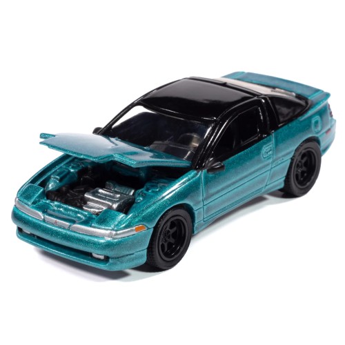 1991 Mitsubishi Eclipse GSX Tennessee Blue Metallic with Black Top 'Import Legends' Series 1/64 Diecast Model Car by Auto World
