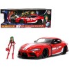 2020 Toyota Supra Red with Graphics and Miriya Sterling Diecast Figurine 'Robotech' 'Hollywood Rides' Series 1/24 Diecast Model Car by Jada