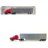 Mack CH 613 with Sleeper Cab Red with Silver Livestock Trailer 1/87 (HO) Plastic Model Car by Promotex
