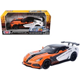 2019 Chevrolet Corvette ZR1 #24 Orange and White with Black Graphics 'GT Racing' Series 1/24 Diecast Model Car by Motormax