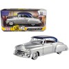 1950 Chevrolet Bel Air Lowrider Silver Metallic with Blue Metallic Top 'Get Low' Series 1/24 Diecast Model Car by Motormax