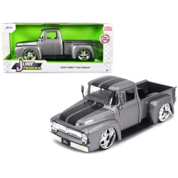 1956 Ford F-100 Pickup Truck Gray Metallic with Black Stripes 'Just Trucks' Series 1/24 Diecast Model Car by Jada