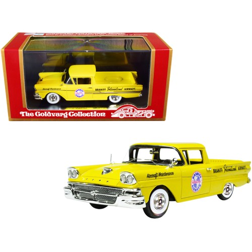 1958 Ford Ranchero Aircraft Maintenance Car Yellow 'Braniff International Airways' Limited Edition to 125 pieces Worldwide 1/43 Model Car by Goldvarg Collection