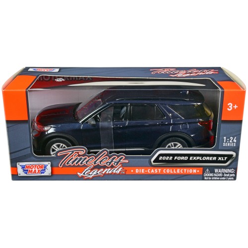2022 Ford Explorer XLT Dark Blue Metallic 'Timeless Legends' Series 1/24 Diecast Model Car by Motormax