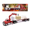 Freightliner 114SD Flatbed Truck with Crane Red with Accessories 'Long Haul Trucker' Series 1/32 Diecast Model by New Ray